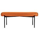 Banc meet® by Paperflow GAIA, ovale L, revêtement en similicuir orange résistant aux désinfectants, piètement 4 pieds noir mat, L 1180 x P 420 x H 455 mm