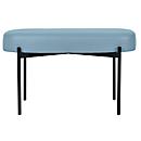 Banc meet® by Paperflow GAIA, ovale M, revêtement en similicuir bleu résistant aux désinfectants, piètement 4 pieds noir mat, L 790 x P 420 x H 455 mm