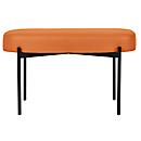 Banc meet® by Paperflow GAIA, ovale M, revêtement en similicuir orange résistant aux désinfectants, piètement 4 pieds noir mat, L 790 x P 420 x H 455 mm