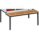 Banc, noir avec 3 planches en hêtre, 830 mm de large