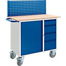 Bancada de trabalho com armário, 4 gavetas e painel perfurado