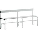 Banco cambiador, tubo de acero inoxidable/aluminio, individual con respaldo, 1500 mm de ancho, gris claro