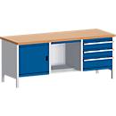 Banco de trabajo con mueble 2078-2.8, azul genciana