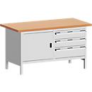 Banco de trabajo con mueble KW-1578-2.3, gris luminoso