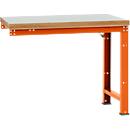 Banco de trabajo de ampliación Manuflex Profi Standard, tablero plástico, 1250 x 700 mm, rojo anaranjado