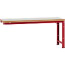 Banco de trabajo de ampliación Manuflex Profi Standard, tablero plástico, 2000 x 700 mm, rojo rubí