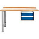 Banco de trabajo modular Schäfer Shop Select, unidad adicional, tablero multiplex de haya, hasta 500 kg, An 1500 x Pr 700 x Al 840 mm, azul genciana ral 5010