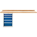 Banco de trabajo modular Schäfer Shop Select, unidad adicional, tablero multiplex de haya, hasta 500 kg, An 2000 x Pr 700 x Al 840 mm, azul genciana ral 5010