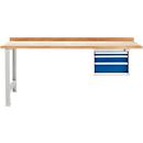 Banco de trabajo modular Schäfer Shop Select, unidad adicional, tablero multiplex de haya, hasta 500 kg, An 2000 x Pr 700 x Al 840 mm, gris claro ral 7035/ azul genciana ral 5010