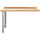 Banco de trabajo modular Schäfer Shop Select, unidad adicional, tablero multiplex de haya, hasta 500 kg, ancho 1500 x fondo 700 x alto 840 mm, aluminio blanco ral 9006