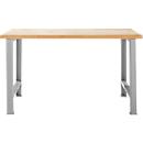 Banco de trabajo modular Schäfer Shop Select, unidad básica, tablero multiplex de haya, hasta 500 kg, 1500 mm (ancho) x 700 mm (profundidad) x 840 mm (alto), aluminio blanco RAL 9006