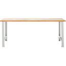Banco de trabajo modular Schäfer Shop Select, unidad básica, tablero multiplex de haya, hasta 500 kg, 2000 mm (ancho) x 700 mm (profundidad) x 840 mm (alto), gris claro RAL 7035