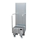 Bandeja de recolha de água móvel LPW 60- 1, com parede de chapa perfurada, em aço, capacidade 1 bidão de 60 litros