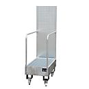 Bandeja de recolha de água móvel LPW 60- 3, com parede de chapa perfurada, em aço, capacidade 2 x 60 litros tambor