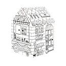 Bankers Box Maison de jeu Restaurant/Candyshop, XXL maison d'enfant à colorier en carton ondulé, FSC, L 813 x P 813 x H 1213 mm, à partir de 3 ans, blanc