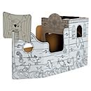 Bankers Box Piratenschiff XL, ausmalbares Kartonspielzeug, Wellpappe, FSC-zertifiziert, interaktive Türen/Fenster, ab 3 Jahren, B 790 x T 1350 x H 505 mm, weiß