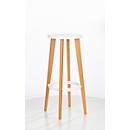 Barhocker WOODY, ABS-Kunststoff, mit Fussring, Massivholzbeine, Sitzhöhe 760 mm, 2 Stk, weiss