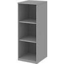 BARI boekenkast, 3 OH, 2 legborden, spaanplaat, B 427 x D 430 x H 1117 mm, middengrijs.