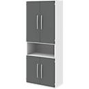 BARI filing cabinet BARI, 6 AA, 3 shelves, 1 open compartment, W 819 x D 430 x H 2174 mm, white/anthracite