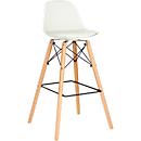Barkruk STEELWOOD, kunststof, met houten poten, zitkussen, zithoogte 740 mm, 2 stuks, wit