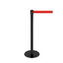Barrière, tête pivotante à 360°, courroie extensible à 2,3 m, cassette de courroie et frein, L 1000 mm, métal, courroie rouge