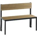 Basic Plus bank, 1-zijdig, rugleuning, zonder schoenenrek, 4-poots onderstel zwartgrijs RAL 7021, B 1000 mm, decor eiken Ser.