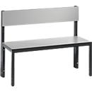 Basic Plus bank, 1-zijdig, rugleuning, zonder schoenenrek, 4-poots onderstel zwartgrijs RAL 7021, B 1000 mm, decor zilvergrijs