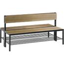 Basic Plus bank, 2-zijdig, met rugleuning en schoenenrek, 4-poots frame zwart-grijs RAL 7021, B 1500 mm, eiken Ser.