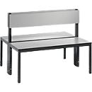 Basic Plus bank, 2-zijdig, rugleuning, zonder schoenenrek, 4-poots frame zwartgrijs RAL 7021, B 1000 mm, decor zilvergrijs