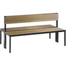 Basic Plus bank, 2-zijdig, rugleuning, zonder schoenenrek, 4-poots frame zwartgrijs RAL 7021, B 1500 mm, decor zilvergrijs
