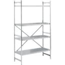 Basic rack, stainless steel, closed shelves, W 1200 x D 500 mm