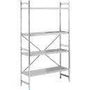 Basisstelling, roestvrij staal, gesloten legborden, B 1200 x D 400 mm