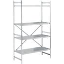 Basisstelling, roestvrij staal, gesloten legborden, breedte 1200 x diepte 600 mm