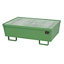 BAUER AM-2 opvangbak, met rooster, staal, 225 l, B 1200 x D 800 x H 415 mm, groen
