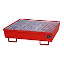 BAUER AM-4/A opvangbak, met rooster, staal, 245 l, B 1200 x D 1200 x H 335 mm, rood
