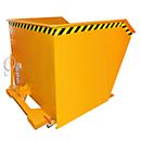 Bauer Bac basculant SGU 200, avec tôle perforée &amp; robinet de vidange, étanche aux huiles/à l'eau, basculement par câble, compatible avec un chariot élévateur, L 1640 x l 1680 x H 1090 mm, jaune-orange RAL 2000