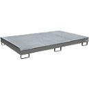 Bauer Bac de rayonnage RW-GR 2200-1 PE, avec insert PE, avec caillebotis, L 2165 x l 1315 x H 230 mm , gris souris RAL 7005