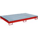 Bauer Bac de rayonnage RW-GR 2200-1 PE, avec insert PE, avec caillebotis, L 2165 x l 1315 x H 230 mm , rouge feu RAL 3000
