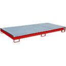 Bauer Bac de rayonnage RW-GR 2700-1 PE, avec insert PE et caillebotis, L 2665 x l 1315 x H 210 mm, peint, rouge feu RAL 3000