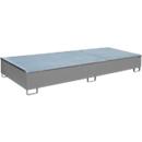 Bauer Bac de rayonnage RW-GR 3300-3 PE, avec caillebotis et insert PE, L 3262 x P 1312 x H 383 mm, jusqu'à 1000 l, acier laqué, gris souris