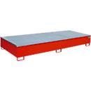 Bauer Bac de rayonnage RW-GR 3300-3 PE, avec caillebotis et insert PE, L 3262 x P 1312 x H 383 mm, jusqu'à 1000 l, acier laqué, rouge feu