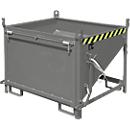 Bauer Bac de silo SGK 50, vidange par câble de traction, L 1000 x l 1200 x H 935 mm, 0,5 m³, jusqu'à 750 kg, tôle d'acier, gris souris