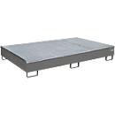 Bauer Etagebak RW-GR 2200-2 PE, met PE inzet, met rooster, L 2165 x B 1315 x H 510 mm, muisgrijs RAL 7005