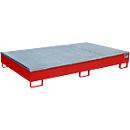 Bauer Etagebak RW-GR 2200-2 PE, met PE inzet, met rooster, L 2165 x B 1315 x H 510 mm, vlamrood RAL 3000