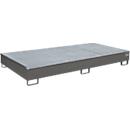 Bauer Etagebak RW-GR 2700-2 PE, met PE inzet, met rooster, L 2665 x B 1315 x H 305 mm, muisgrijs RAL 7005