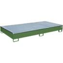Bauer Etagebak RW-GR 2700-2 PE, met PE inzet, met rooster, L 2665 x B 1315 x H 305 mm, reseda groen RAL 6011