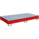 Bauer Etagebak RW-GR 2700-2 PE, met PE inzet, met rooster, L 2665 x B 1315 x H 305 mm, vlamrood RAL 3000