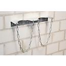 BAUER gas cylinder wall bracket GWH 140-II, space for 2 gas cylinders up to ø 140 mm, L 420 x W 90 x H 50 mm, hot-dip galvanized, with chain lock