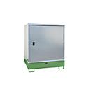 BAUER GS-3 kast voor gevaarlijke stoffen, plaatstaal, toegankelijk voor rolstoelgebruikers, voor 4 x 200 l vaten, B 1475 x D 1460 x H 1805 mm, groen