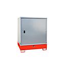 BAUER GS-3 kast voor gevaarlijke stoffen, plaatstaal, toegankelijk voor rolstoelgebruikers, voor 4 x 200 l vaten, B 1475 x D 1460 x H 1805 mm, rood